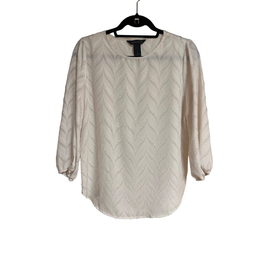 Investments  S White Chiffon 3/4 Sleeve Blouse